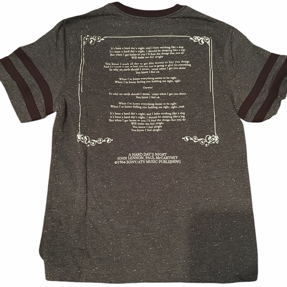 THE BEATLES Official HARD DAYS NIGHT Lennon McCartney Lyrics T-Shirt Size Small - Picture 2 of 2
